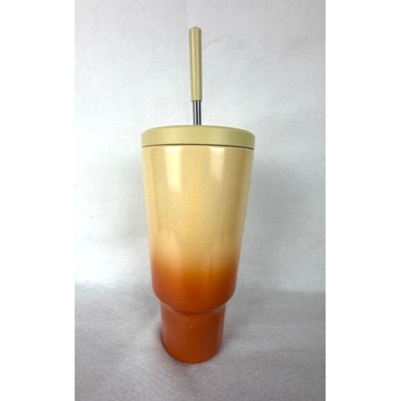 Meoky Insulated Leak Proof Tumbler with Handle & Straw 40oz - Orange/Beige - Picture 7 of 9